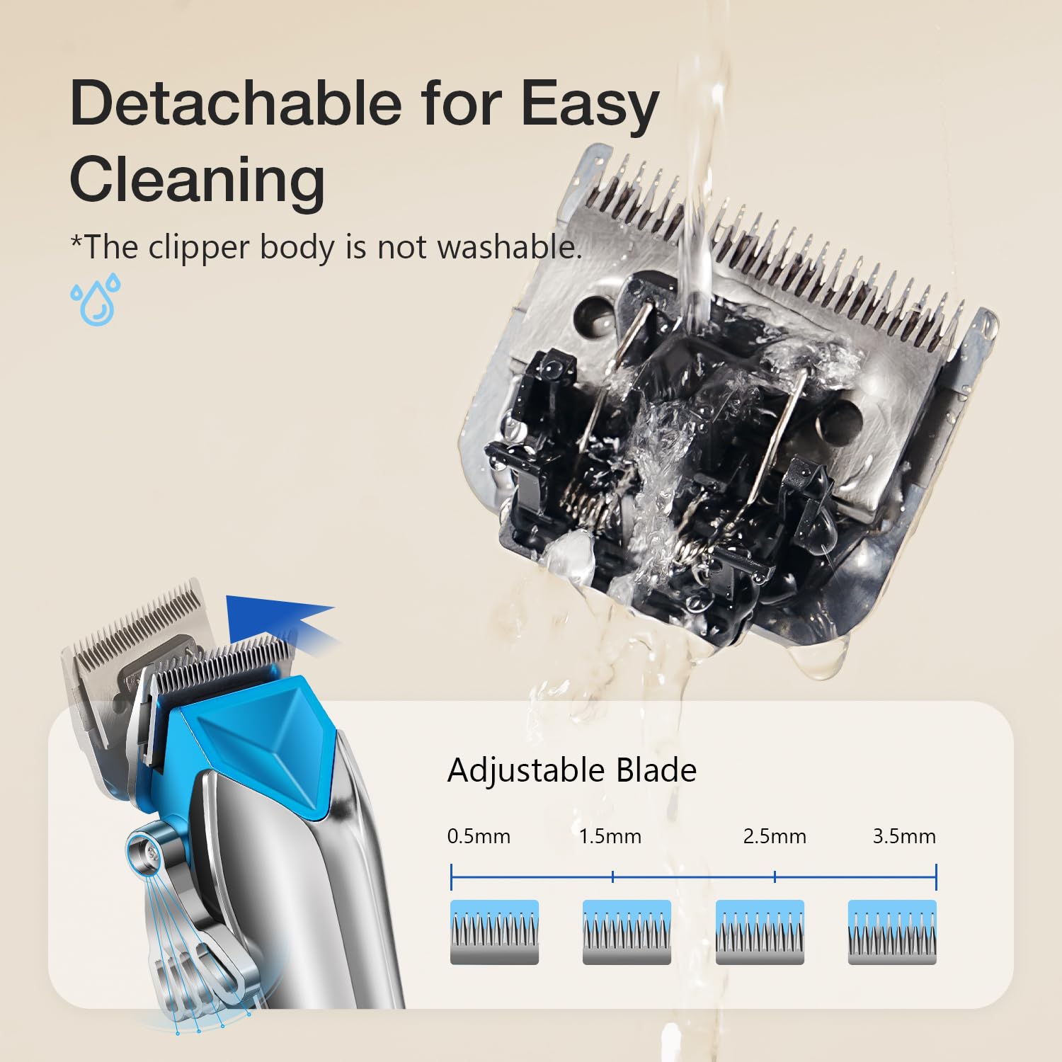 Maquina Cortar Pelo Perros, Cortapelos para Perros con Cuchillas de Cerámica, Inalámbrico Máquina de Cortar Pelo Perro, PC,Apta para Largo y Pelo Grueso,Plata