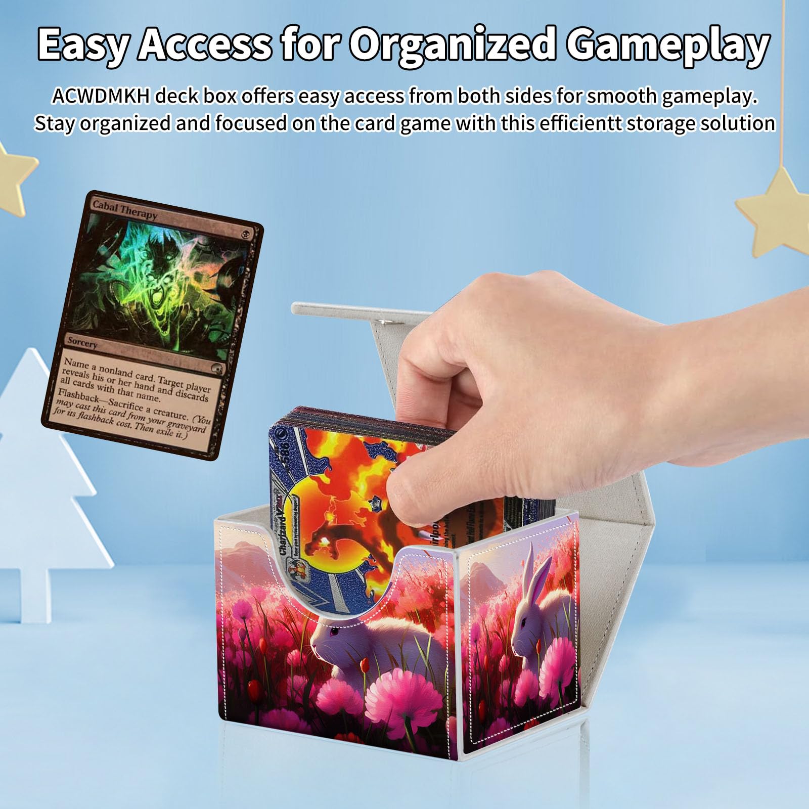 Amazon.com: ACWDMKH for MTG Commander Deck Box,Card Deck Box for Trading  Yugioh MTG,Fits 100 Double Sleeved Cards,PU Leather Strong Magnet Case for  Magic Commander TCG CCG,White Bunny Pink : Toys & Games