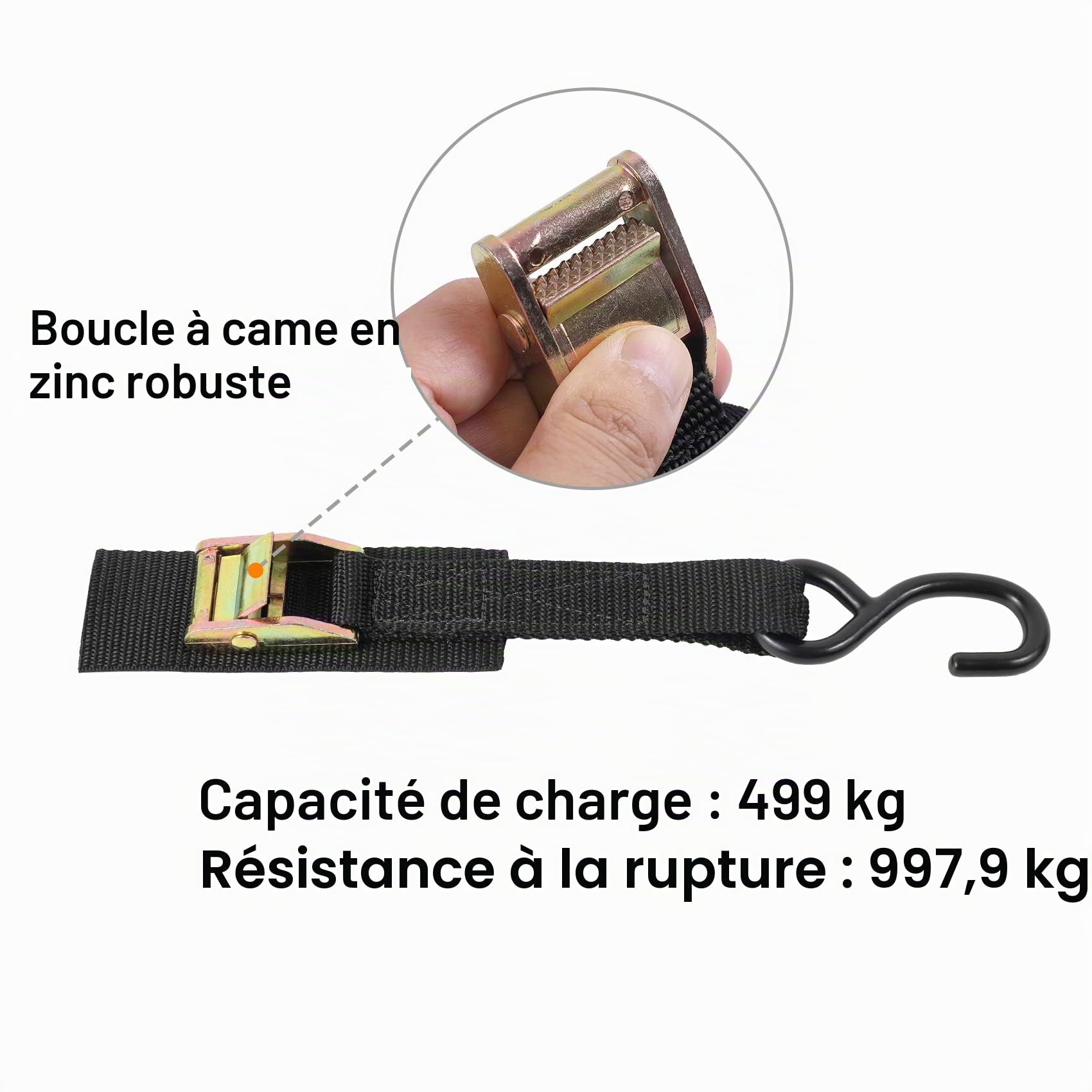Ayaport Lot de 4 Sangles de sécurité pour caméra - 1000 kg - avec Crochets en S - pour Moto, Kayak, Voiture, Camion, Bateau, Dirt Bike - 1,8 m x 2,5 cm