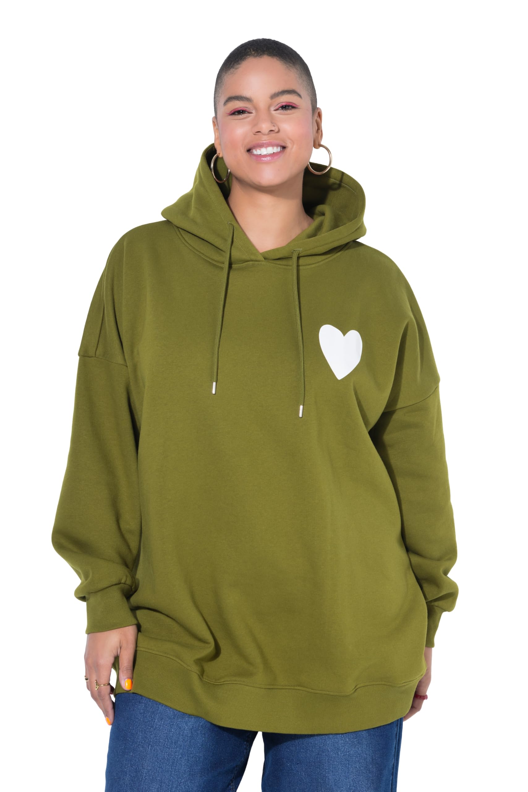 Studio Untold Damen große Größen Übergrößen Plus Size Hoodie, Oversized, Kapuze, Heart-Prints 840714