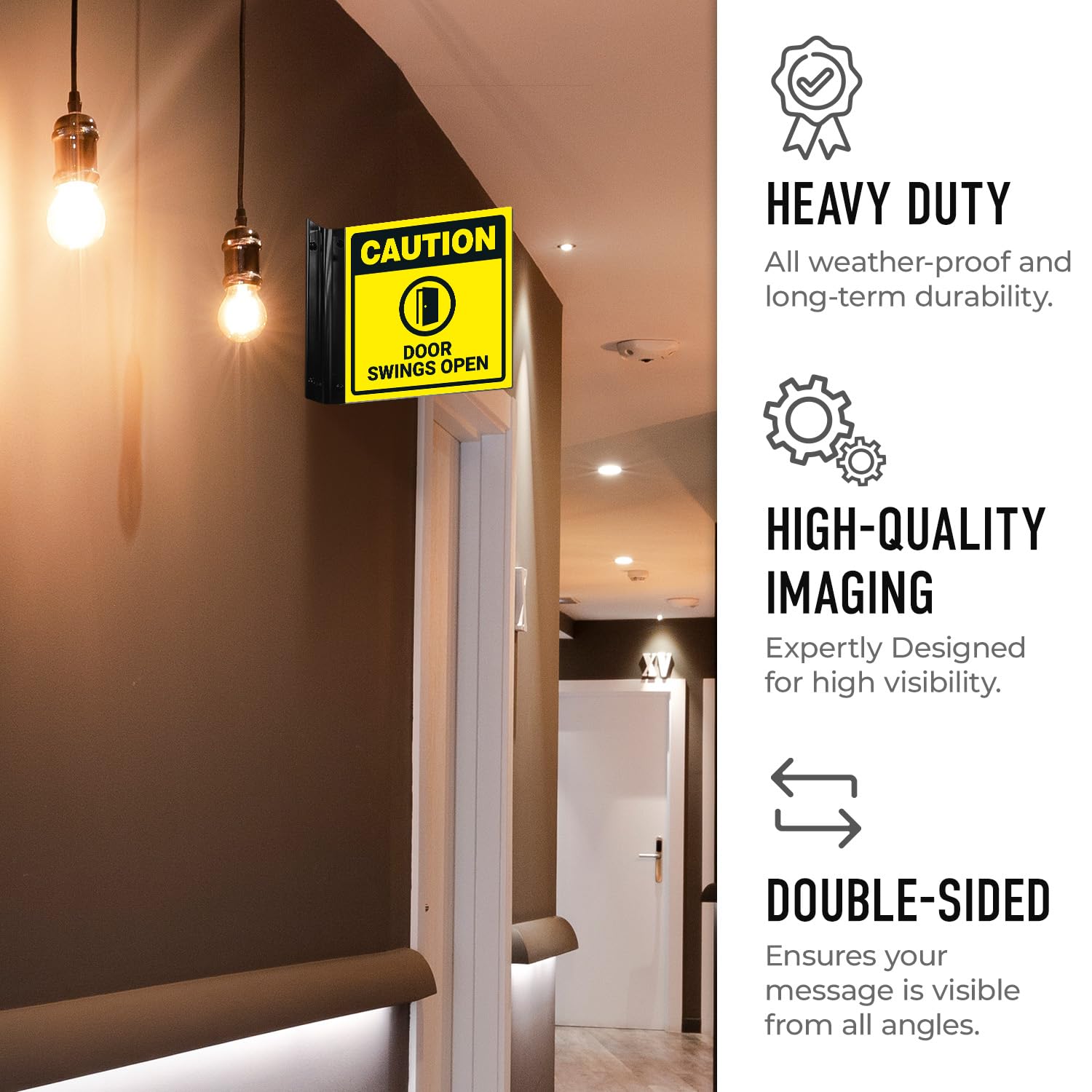 Projecting Caution Sign Commercial Door Sign Caution Door Swings Open Projecting Sign - 6x6 ...