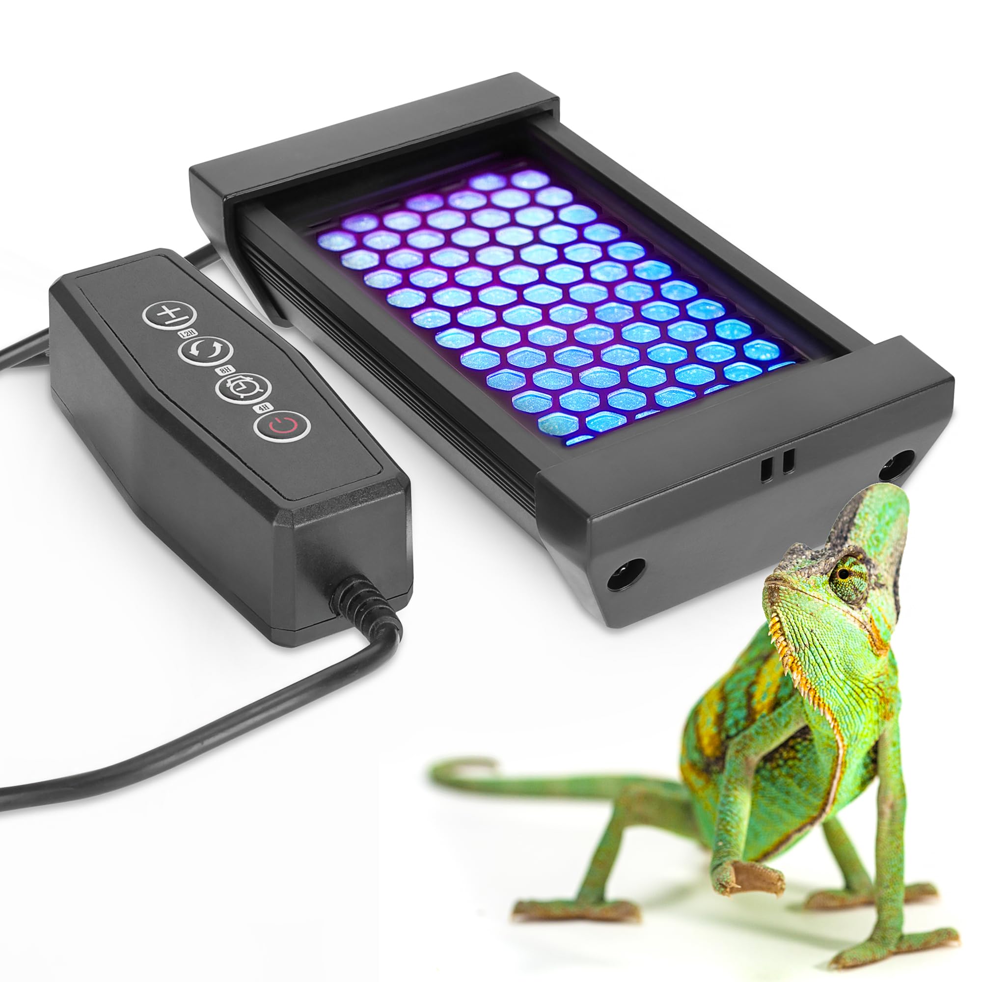 ECKPO Dimmable LED Reptile UVB Lamp, 8000 Hours UVB Duration for Much Longer Lifespan, Adjustable 4/8/12-Hour Cycles, Suitable for Tortoise and Gecko,