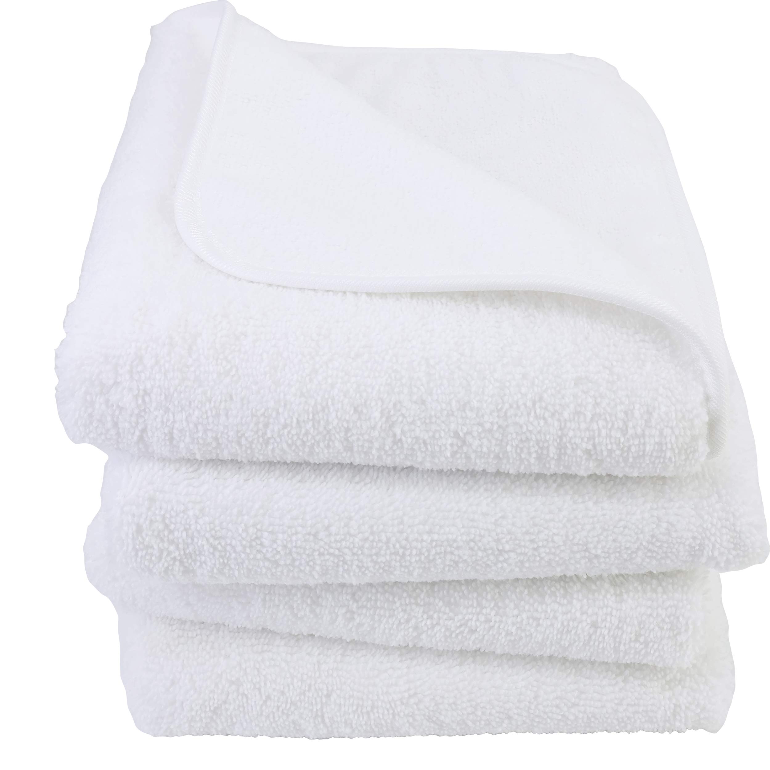 POLYTE Quick Dry Lint Free Microfiber Hand Towel, 16 x 30 in, Set of 4 (White)