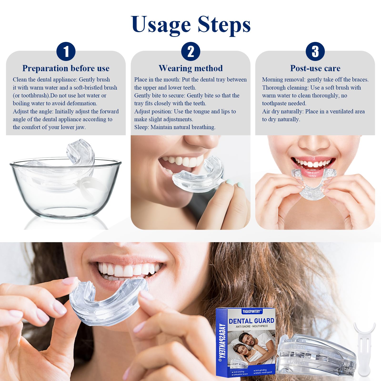 Ferula Descarga Bruxismo,Protector Dental, Férulas Dentales, Reutilizable Protector Bucal Para Dormir, Protectors Bucal para Dormir, Rotector Dental Contra el Bruxismo, Mejora la Del Sueño - 5