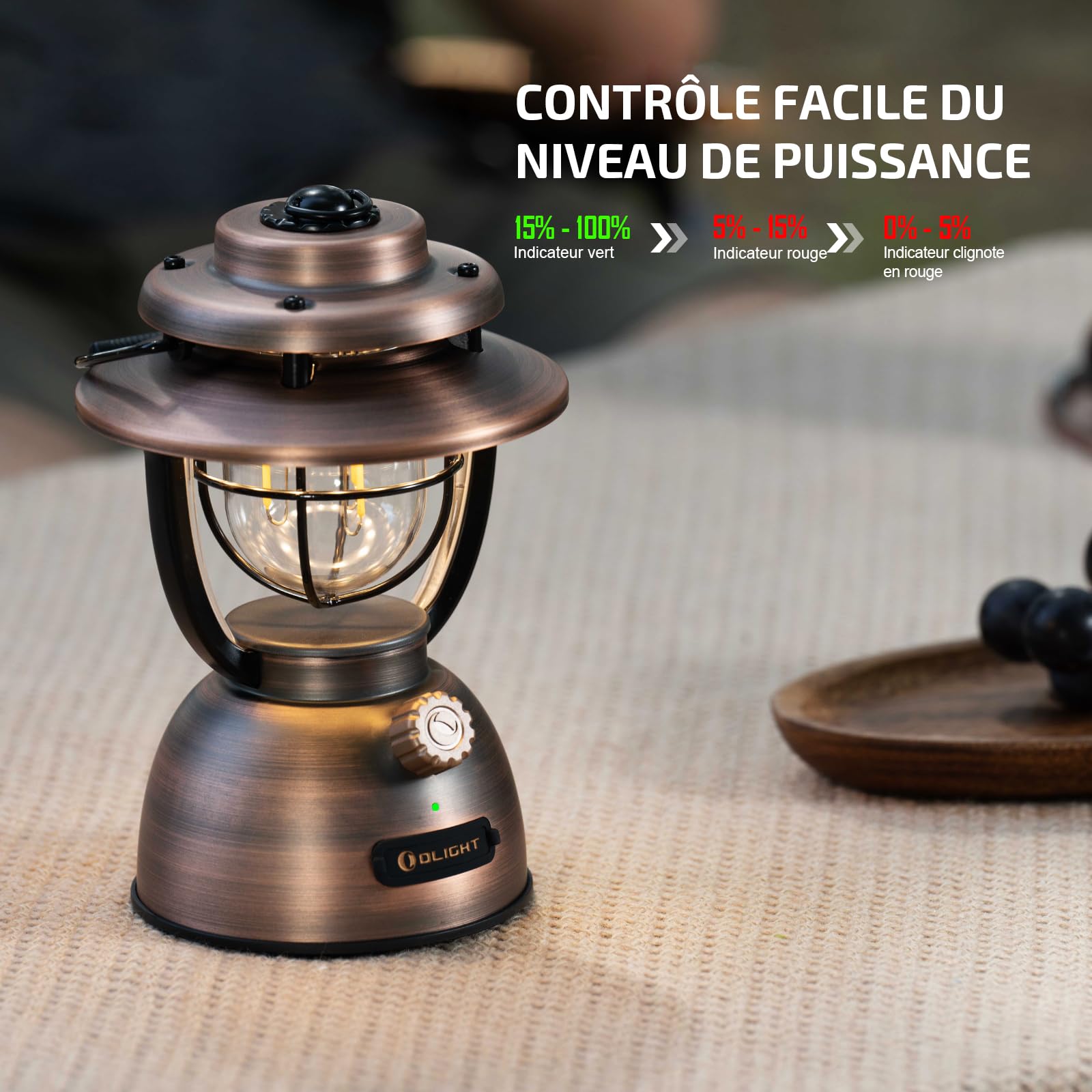 OLIGHT Olantern Classic 2 Pro Lanterne Camping LED Rechargeable, 300LM 4 Modes Rétro Vintage Lanterne Lampe comme Powerbank, Lumières Orange et Blanche Chaude Camping Portable Lampe(Bronze Antique)