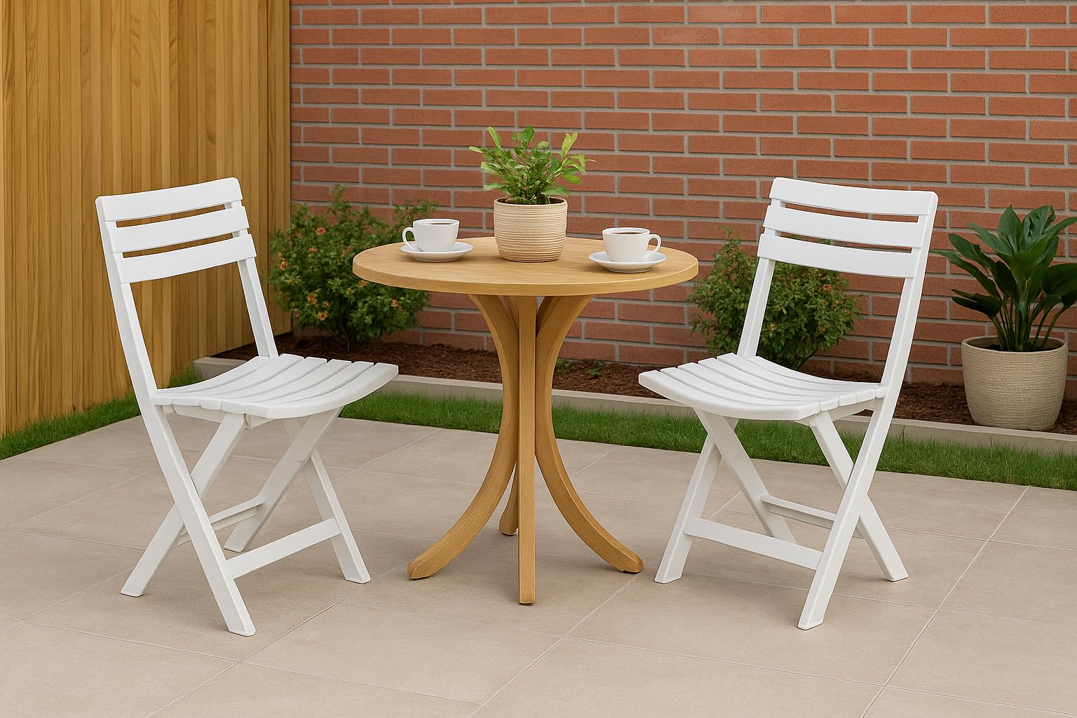 KURIL Pack 2 × Silla Blanca Birki Plegable de Resina 78 cm – Jardín, Terraza, Playa – Polipropileno Ligero y Resistente – Fácil Montaje y Almacenaje