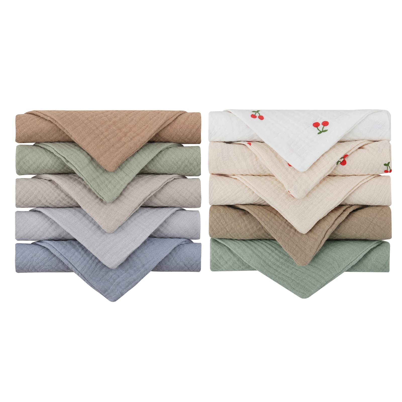 YUGSHNKFC 10 Pcs Towel Baby Facecloth Baby Bath Towel Handkerchief Cotton Burp Cloth Soft Absorbent Gauze Kindergarten Washcloth Handkerchief Toddler Boy