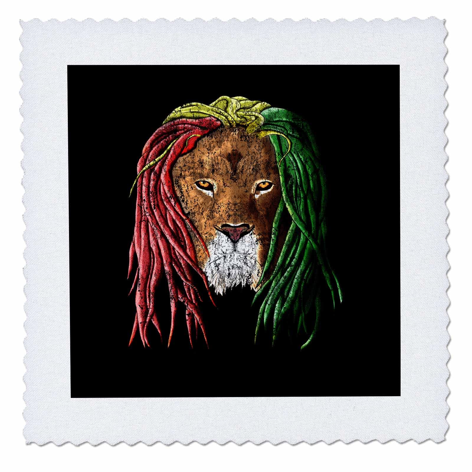 10x10 inch Quilt Square - If You Love The Jamaica Island Then Grab This Reggae Rasta Lion. Creative Studios – Jamaican Rasta Lion