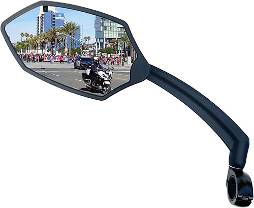 Hafny Nuevo espejo de bicicleta para manillar 2023, brazo largo, lente de vidrio HD, ajustable y giratorio, espejo retrovisor seguro para bicicleta,