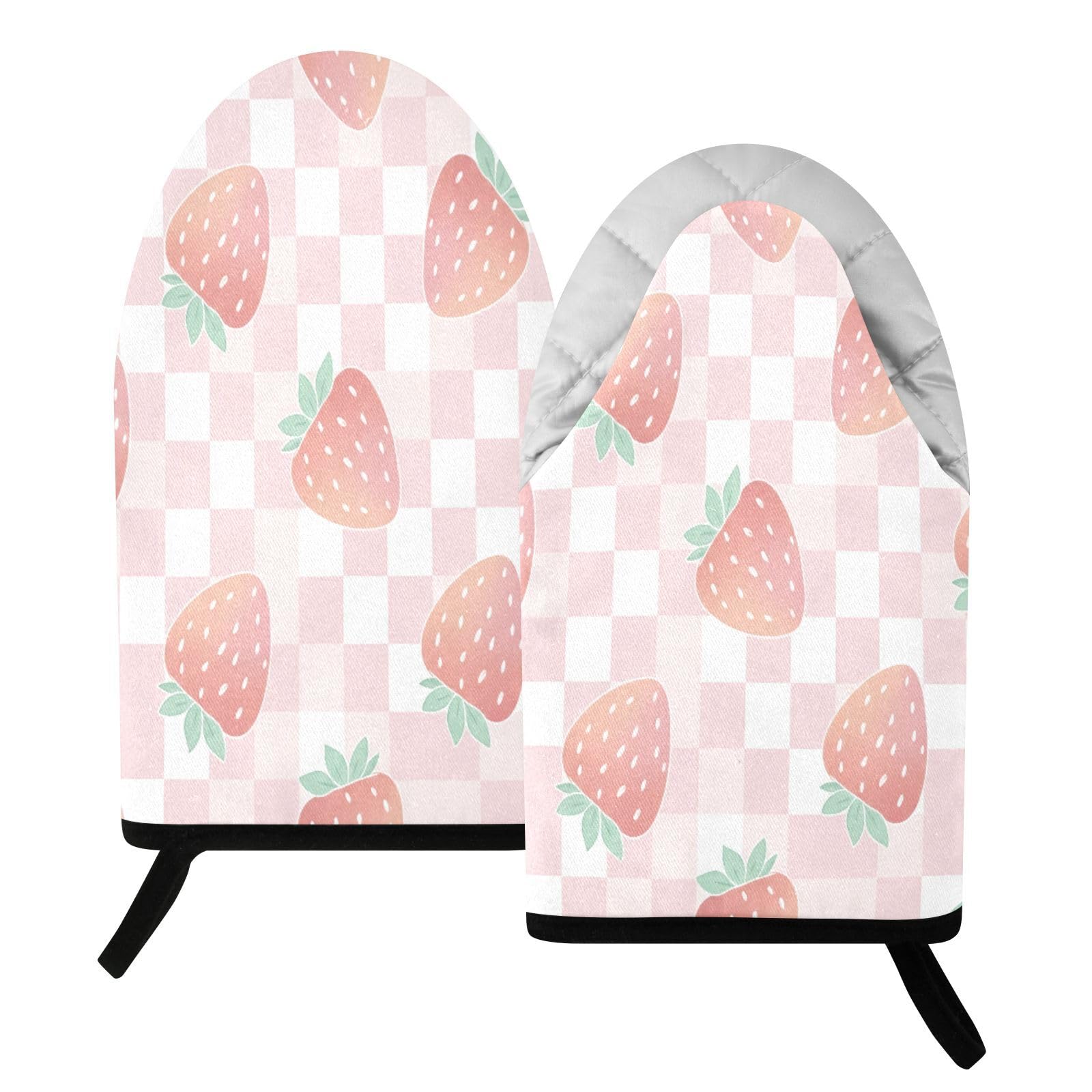 BURSTDDY Strawberries Oven Mitt,Heat Resistant Kitchen Mitts for Cooking