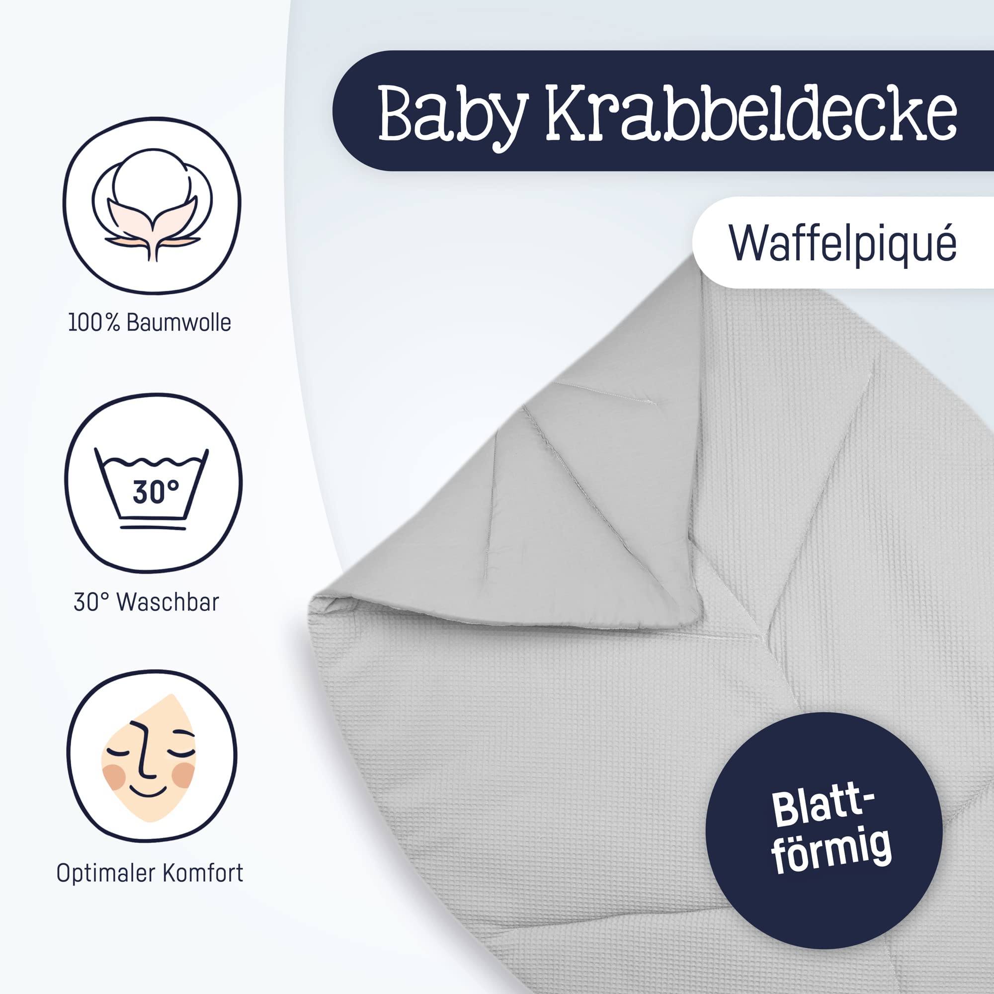 Julius Zöllner wafel piqué koc pełzający, rozmiar 170 x 110 cm, wyprodukowano w Niemczech, piqué waflowym, 100% bawełna, Öko-Tex Standard 100, jasnoszary
