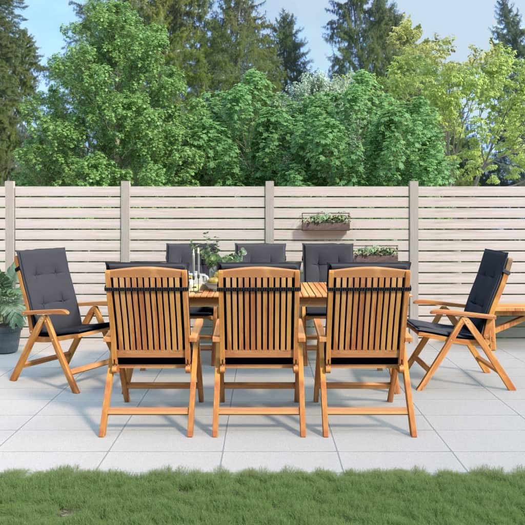 Sillas de jardín con cojines, 8 unidades, madera maciza de teca, sillas de balcón, sillas de terraza, sillas de exterior, sillas de ocio para jardín, césped, terraza