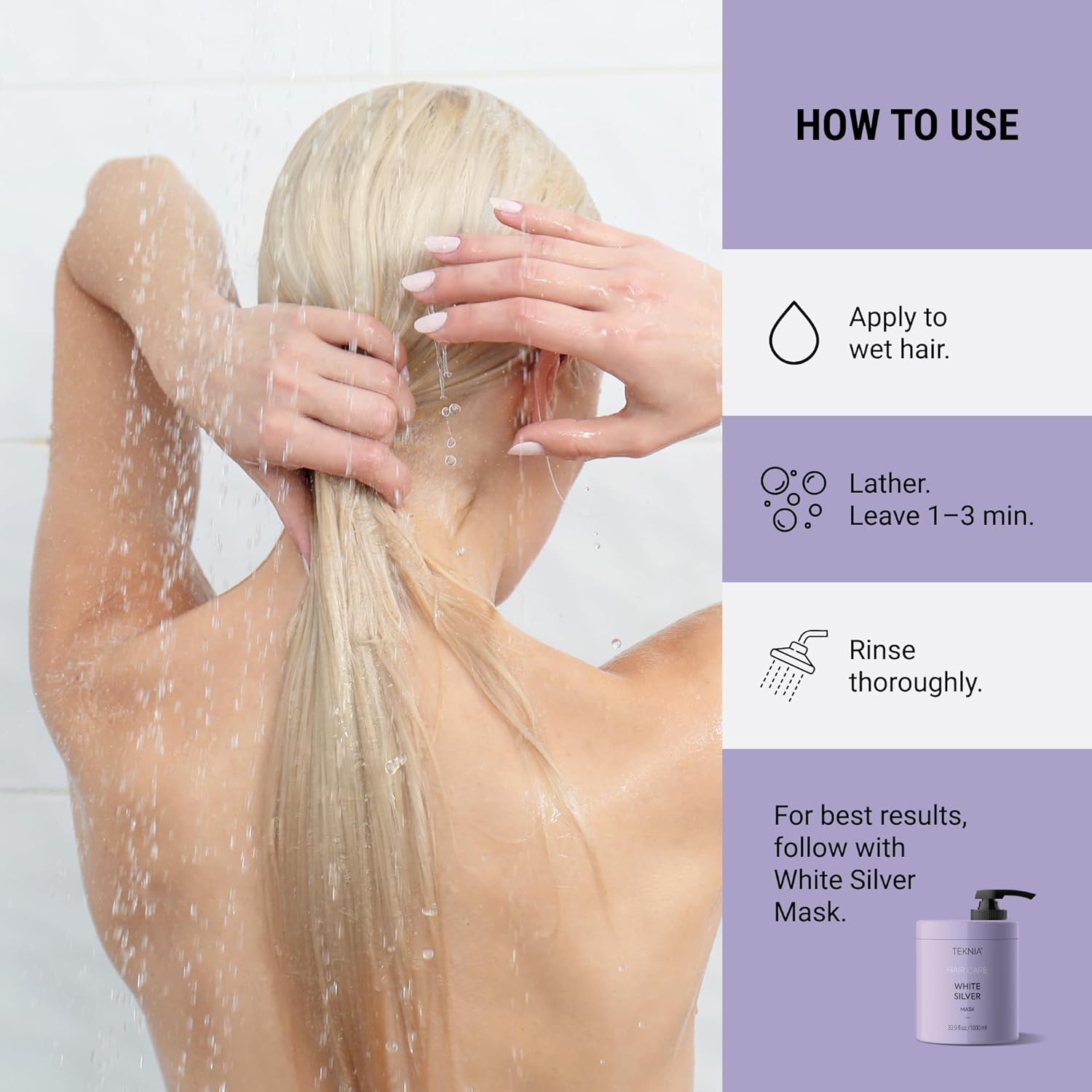 LAKMÉ Teknia White Silver Shampoo, Toning Shampoo for Blondes and Bleached Hair