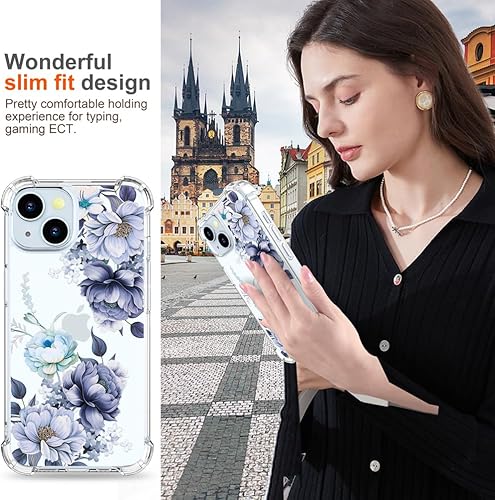 Miniatura 6 de Funda para iPhone 15 para mujeres, diseño de flores y flores, bonita funda de diseño de flores estéticas para niñas compatible con iPhone 15, color