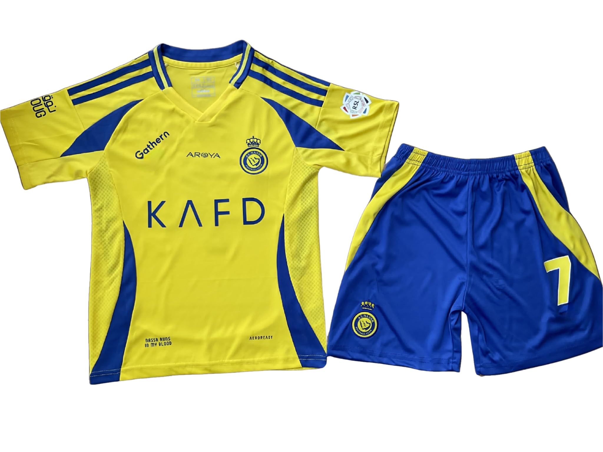 PlayWave Football Jersey For Kids | Al Nassr 24/25 Kit | Ronaldo #7 | Football Kit
