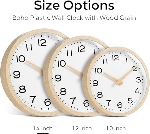 Miniatura 3 de AKCISOT Reloj de pared de 14 pulgadas, estilo bohemio, grande, funciona con pilas, sin tictac, reloj moderno y silencioso grande decorativo para