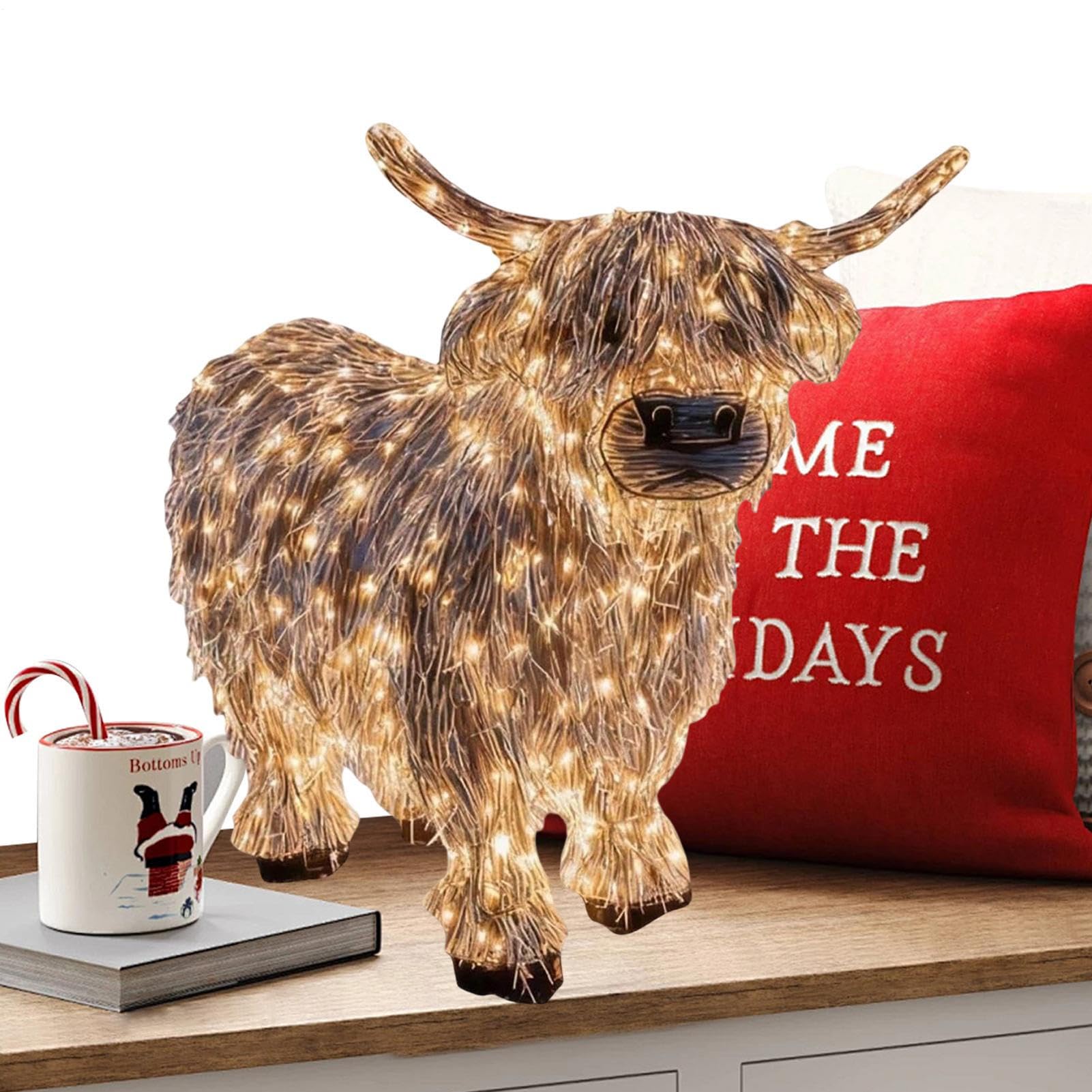 Figurines de vache d'extérieur ornementation de ferme et décoration Noël en résine