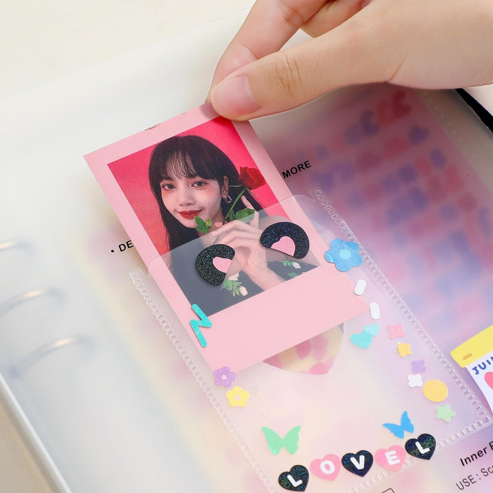 pologmase Álbum de fotos con encuadernación - Fundas para tarjetas fotográficas A5 , fundas ajustables para tarjetas fotográficas, álbum de fotos para estudiantes, postales, imágenes