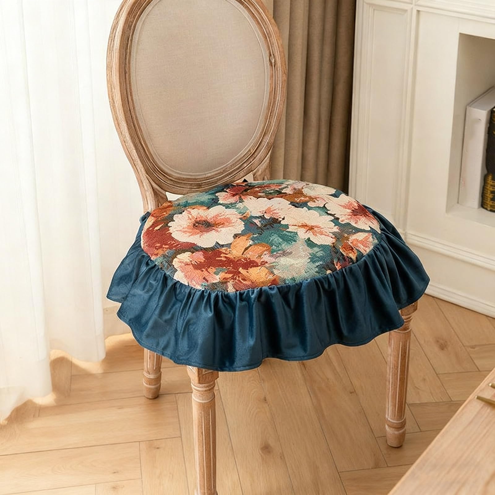 Cojines para silla de comedor mullidos que no se escurren con volantes pack de 2
