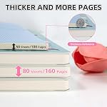 Cute Spiral Notebook A5, Aesthetic Floral Design Spiral Journal for Women Girls with Pocket & Lined Pages, 8MM 160 Pages/80 Sheets Wirebound Note Book for Work Office School, 3 Colors