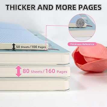 Cute Spiral Notebook A5, Aesthetic Spiral Journal for Women Girls with Pocket & Lined Pages, 8MM 160 Pages/80 Sheets Bright Pink Elegant Cover Note Book for Writing Work Office School