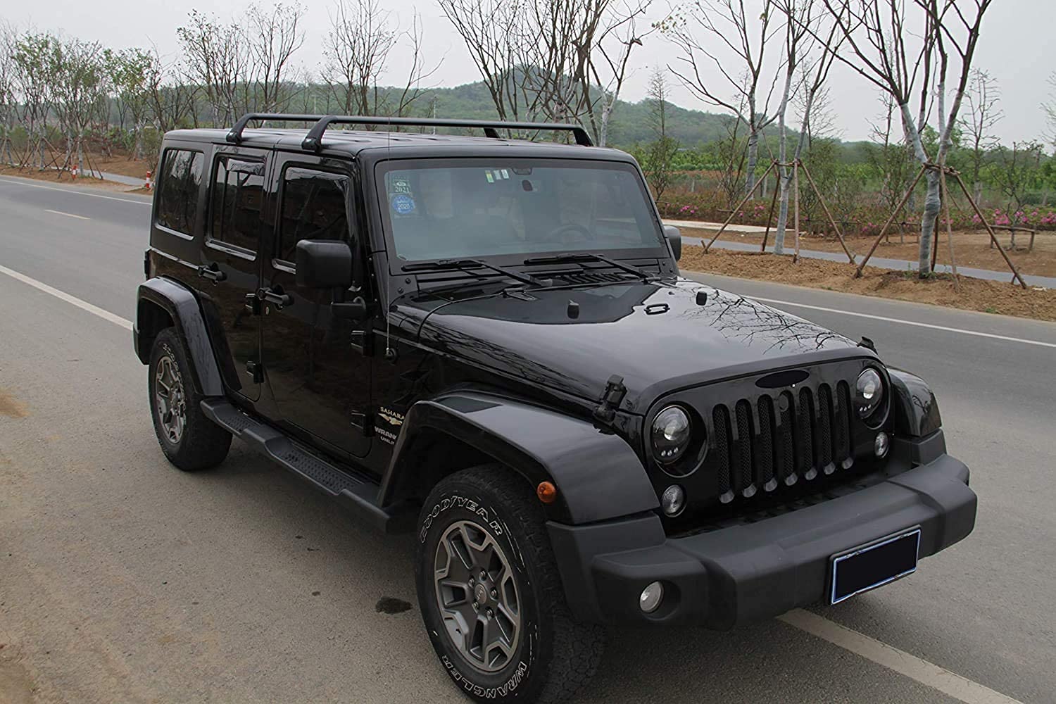 2 Stück Dachträger Crossbar für Jeep Wrangler JK JL Unlimited 2007-2020, Aluminium Autodachträger Querträger Schlossstangen Fahrrad Dachträger Halterungsträger Tragfähigkeit Relingträger zubehör