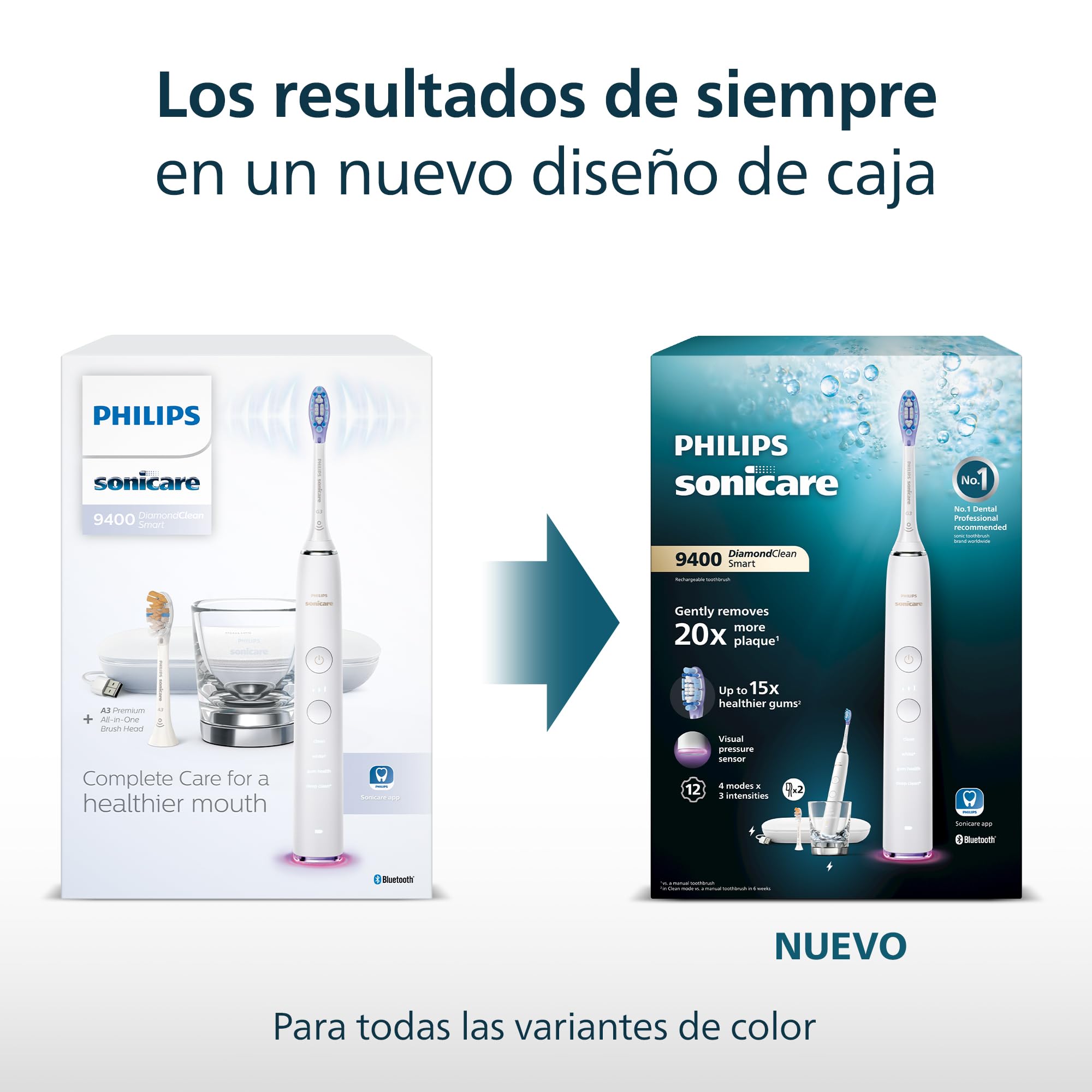 Philips Sonicare DiamondClean Smart 9400, cepillo dental eléctrico, sónico con aplicación, sensor de presión, detección de cabezal de cepillado, negro, modelo HX9917/89