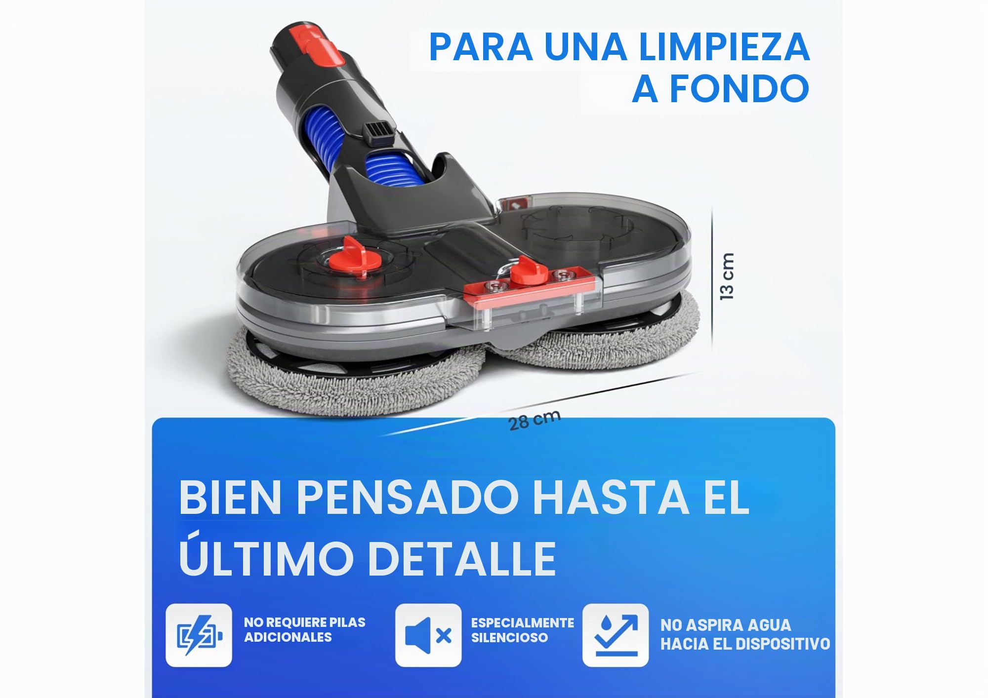 Dripl - Cabezal de fregona eléctrica para Dyson V7, V8, V10, V11, V15, con depósito de Agua extraíble, 6 fregona Lavable + 1 depósito de llenado (V7/V8/V10/V11/V15)