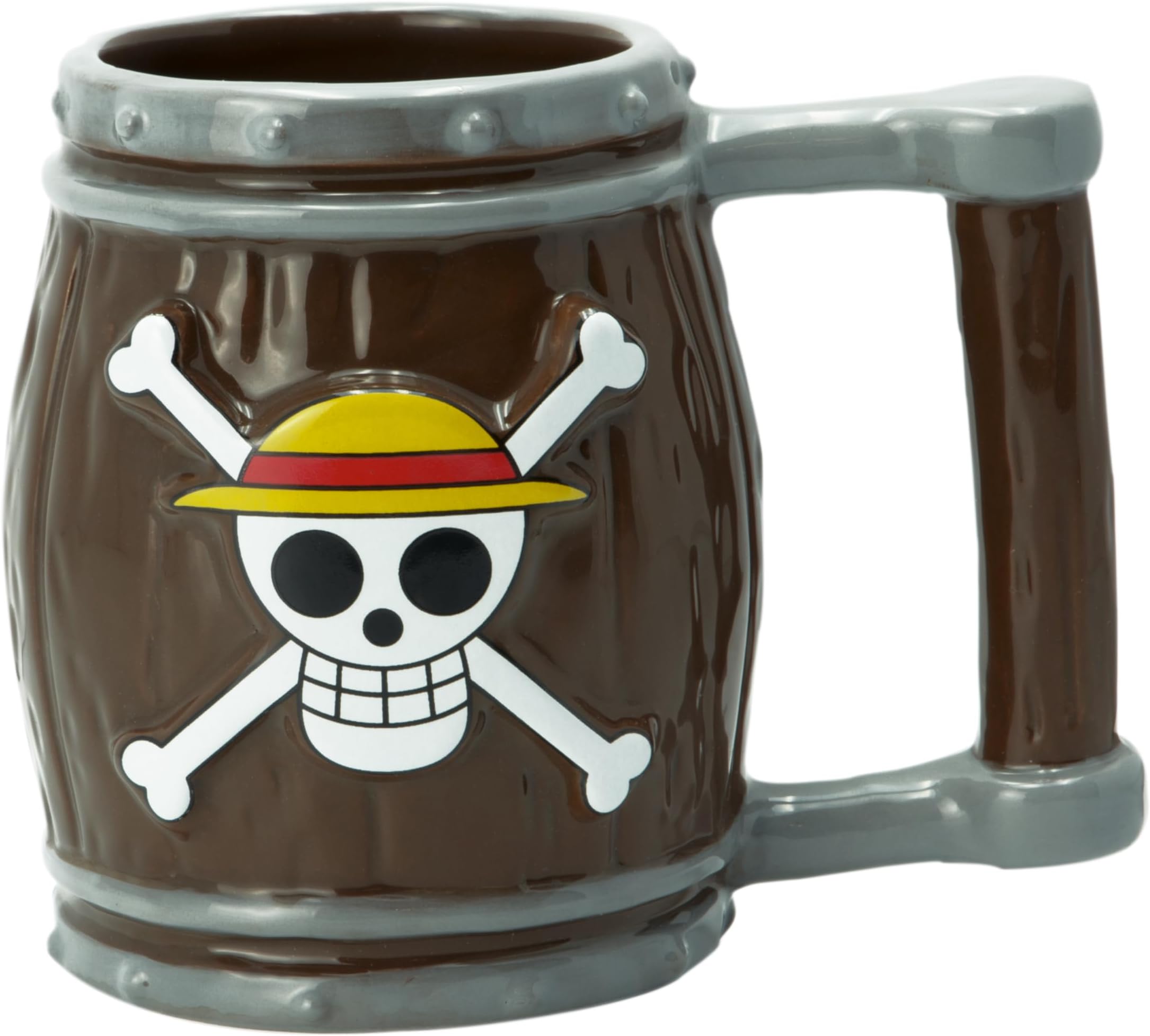 One Piece Anime Straw Hat Jolly Roger Barrel Ceramic Coffee Tea 3D Mug 12 oz Drinkware Manga Gift One Piece Mug OP Merch Anime Collectible Cup