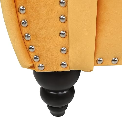Miniatura 64 de RARZOE Sofá biplaza tradicional Chesterfield, moderno y vintage Chesterfield con botones capitoné de terciopelo con ribete de cabeza de clavo,