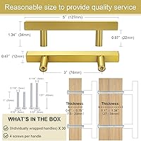 Vista 6 de Juego de 30 tiradores de gabinete de 5 pulgadas de latón cepillado, tiradores de cajones para cocina, herrajes de gabinete cuadrados de acero