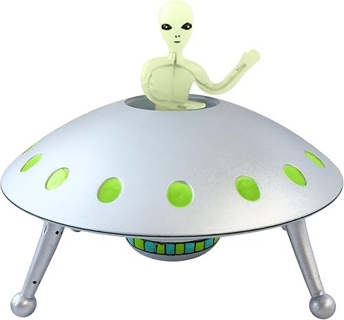 Miniatura 5 de Off the Wall Toys Figura de acción alienígena que brilla en la oscuridad OVNI y figura de acción flexible