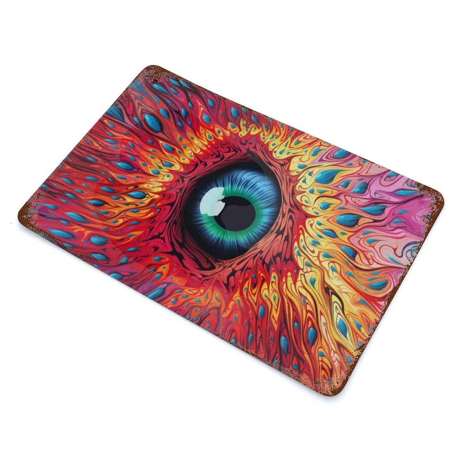 Retro Metal Sign with Vibrant Psychedelia Design 11.8"x7.9", for Living Room, Hallway And Home Decor, Farmhouse Wall Decor