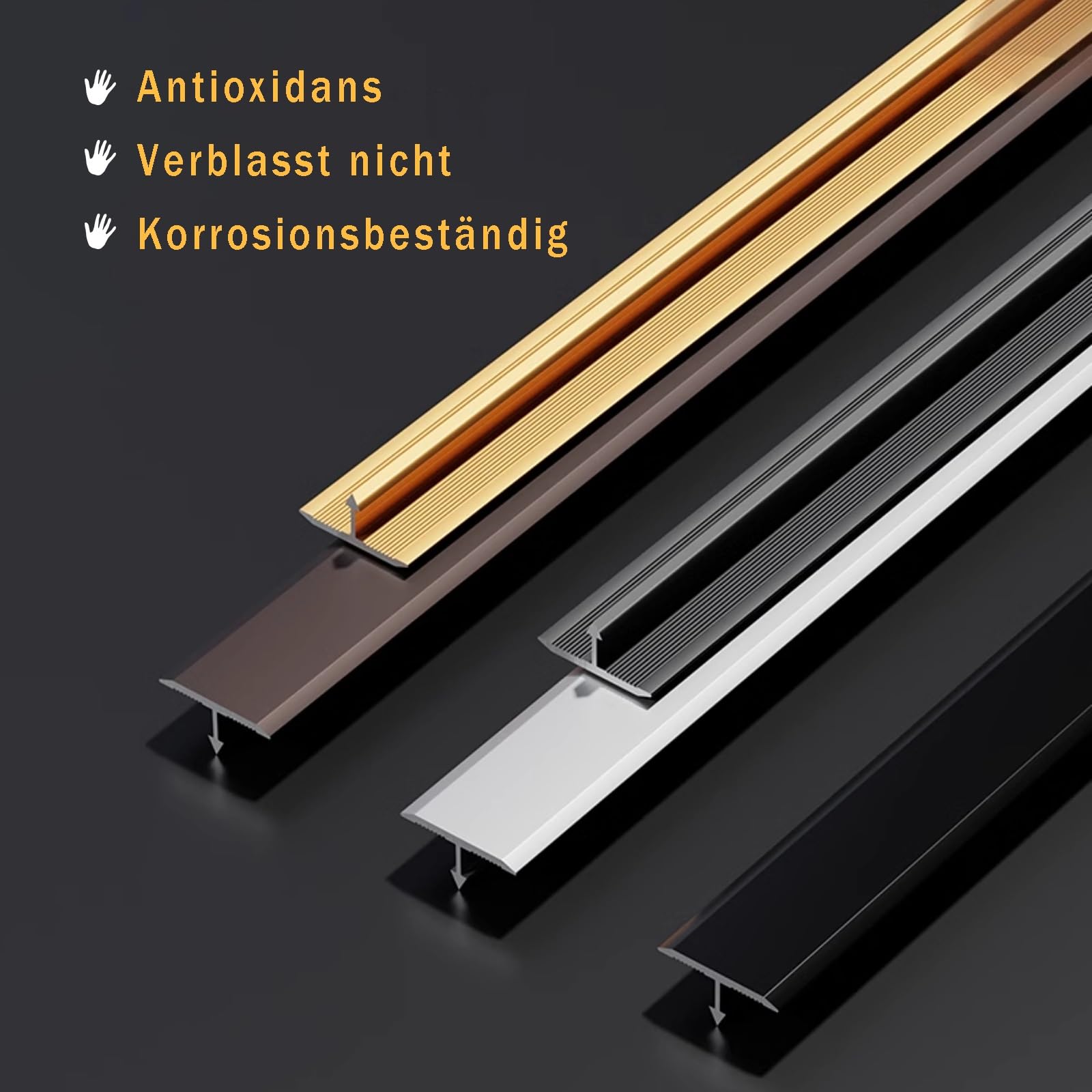 Aluminium-Eckleiste Für Türteiler 90 cm* 3 Stück T-Formleiste Für Laminatböden Bodenübergangsleiste Und Schwellenleiste Für Nahtlose Raumkanten(Black,Width: 40 mm)