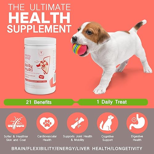 Miniatura 3 de Vitaminas y suplementos 21 en 1 para perros con glucosamina y condroitina, multivitamínico diario natural masticable para perros, vitaminas para