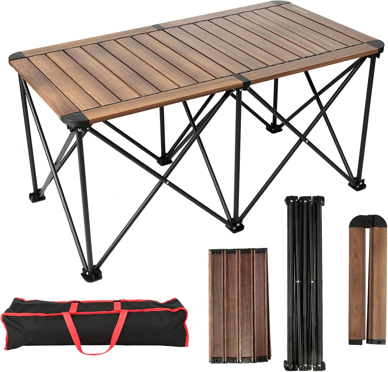 Whitsunday Outdoor Table 42.1 * 22.4inch Heavy-Duty Portable Camping Folding Dinner Table for Outdoor, Picnic, BBQ, Cooking - Dark Walnut