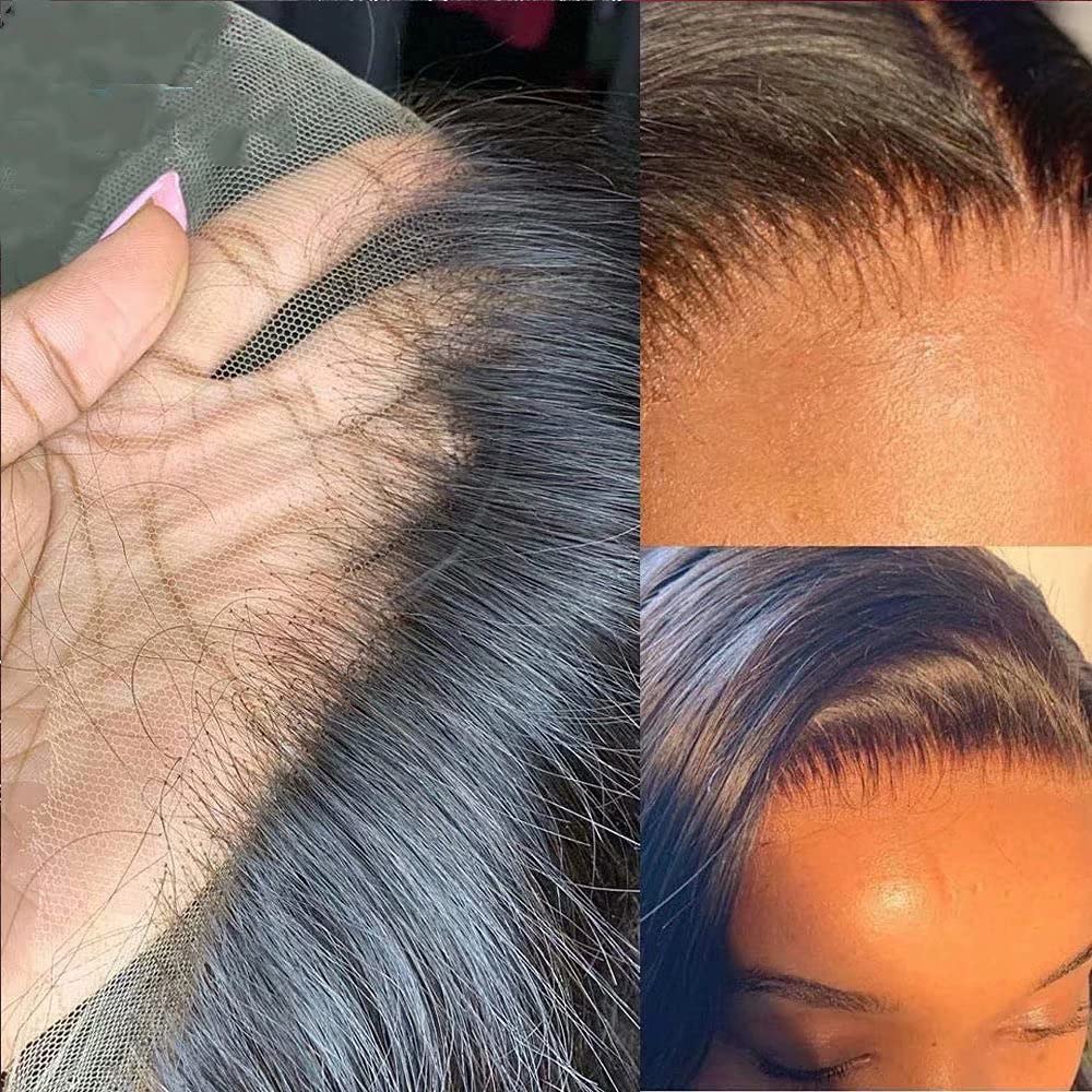 Body Wave HD Transparent Lace Front Wigs Human Hair 180 Density 13X6 Lace Front Wig Human Hair Pre plucked with Bleached Knots for Woman Full End Wig Brazilian Remy Hair Long Wavy 13X6 HD Lace Wig 20