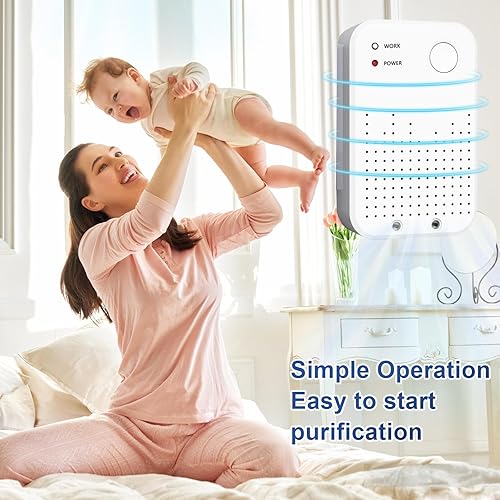 Miniatura 3 de KLVEU 2 purificadores de aire enchufables, ionizador de aire para el hogar, generador de iones negativos, filtro de aire portátil para olor, humo,