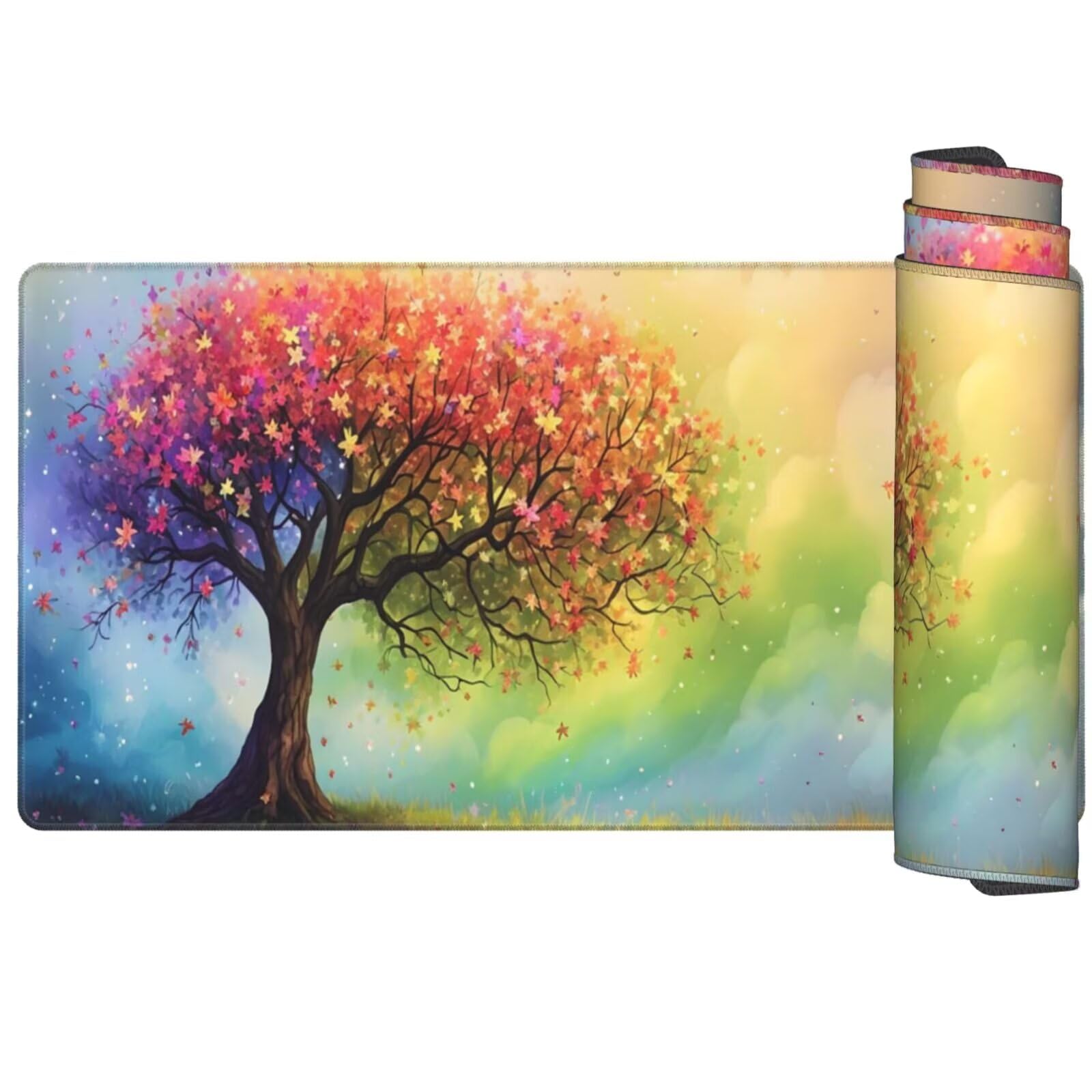 Alfombrilla Ratón Color Alfombrilla Ratón XXL 1600 x 800 mm, Árbol Mouse Pad Gaming con Bordes Cosidos, Impermeable Mousepad XXL Base de Goma Antideslizante, Mouse Pad para Oficina Accesorios Q568