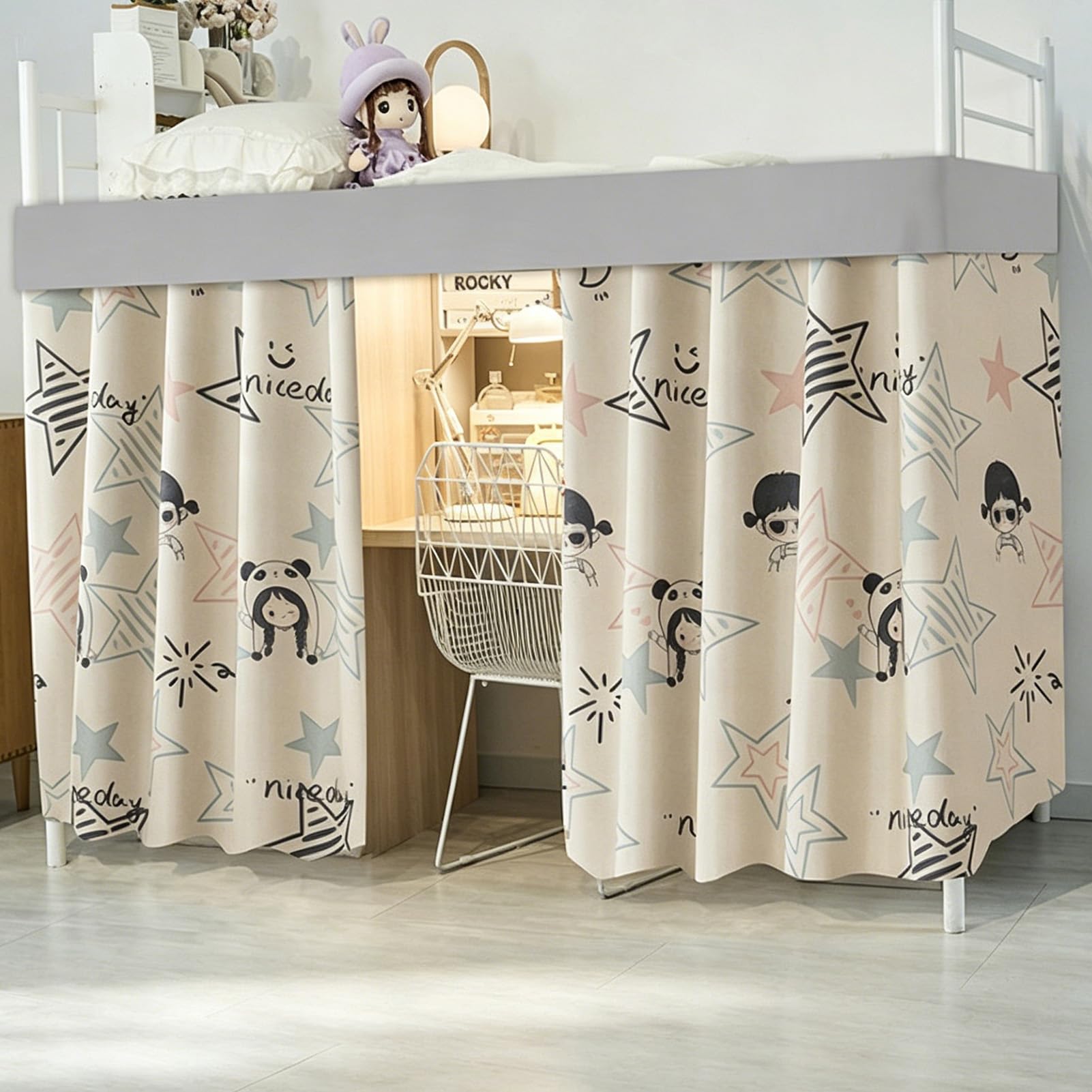 ZZYK Blackout Bottom Bunk Bed Curtains Thickened Dorm Loft Canopy