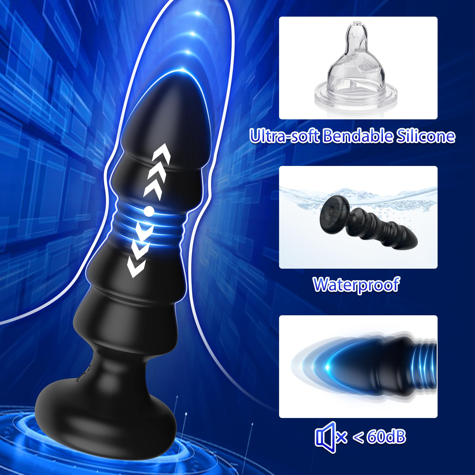 Giocattoli sessuali anali con spinte - Giocattoli anali con APP, telecomando, vibratore per punto G, palline anali con 12 massaggiatori prostatici vibranti e a spinta