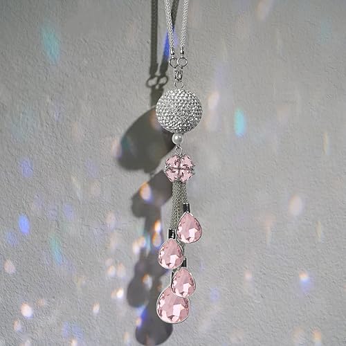 Miniatura 2 de Bling - Accesorios para autos, para mujeres y hombres, decoración colgante de cristal para espejo retrovisor, bola de cristal, cristal de buena