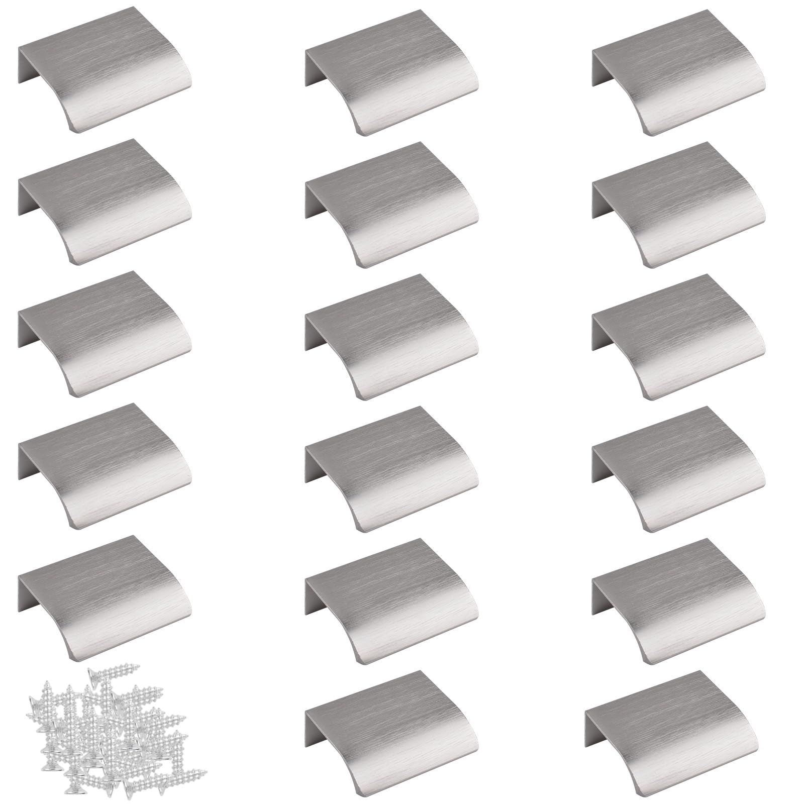 MOROBOR Finger Edge Pull, 16pcs Concealed Modern Style Drawer Handles, Aluminum Alloy Invisible Wardrobe Pulls for Cabinet Hardware, 50mm/Brushed Nickel