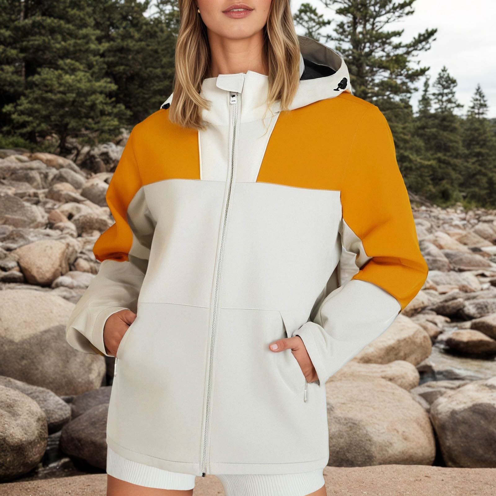 Veste de randonnée pour femme avec fermeture éclair, poncho, pluie, vêtements de pluie légers pour la randonnée, le camping, les activités de plein air