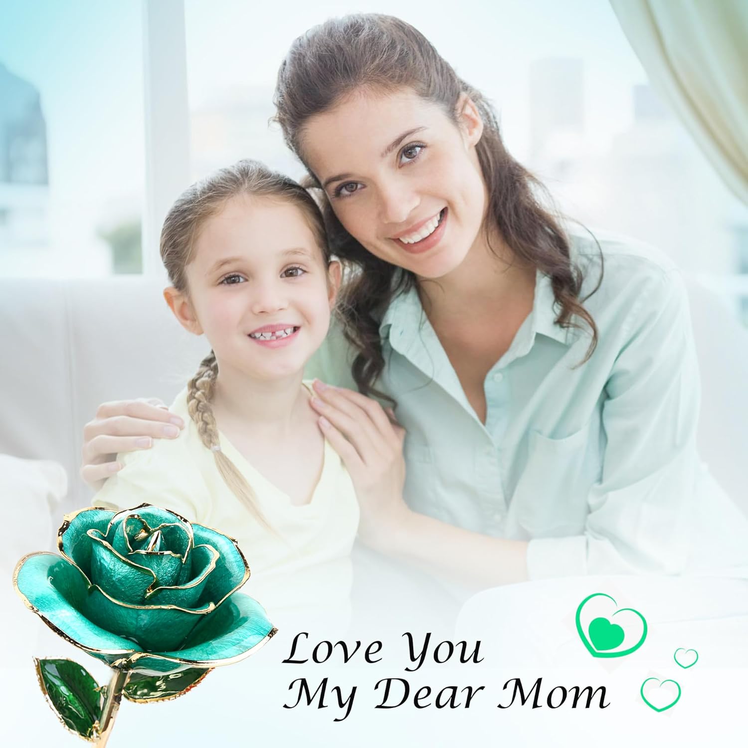 Sinvitron Gold Dipped Rose 24K Real Rose, Long Stem 24k Gold Plated Rose with Stand, Birthday Gift for Women,Gifts for Mom, Dipped Gold Rose for Anniversary, Mothers and Valentines Day (Light Blue) - Image 6