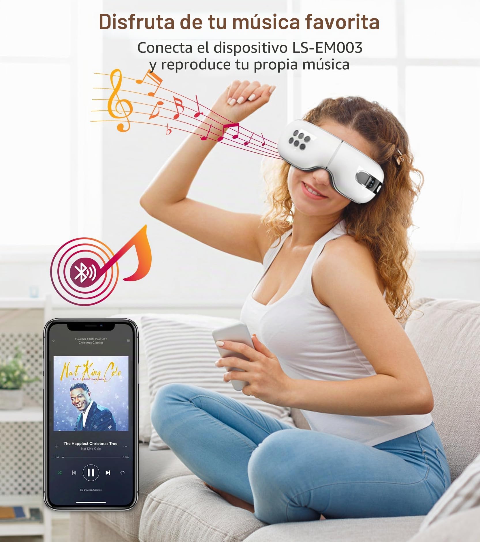 Masajeador de Ojos con Calor Enfriamiento, Recargable Masajeador Ojos con Compresa de Vibración Inteligente, Alivia la Tensión Mejora el Sueño, Regalo Mujer/Hombre
