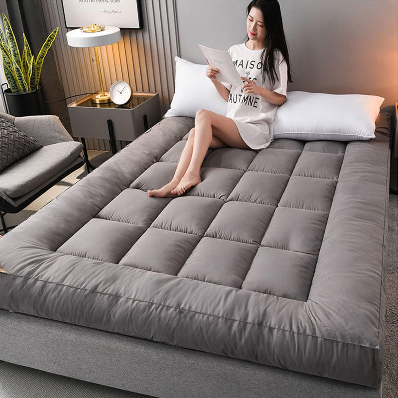 YIbing Futon Mattress, Japanese 10cm Extra Thick Folding Sleeping Pad Floor Lounger Couch Bed, Extra Thick Folding Sleeping Pad Breathable Floor Lounger Guest Bed for Camping Couch,a4,120X200cm