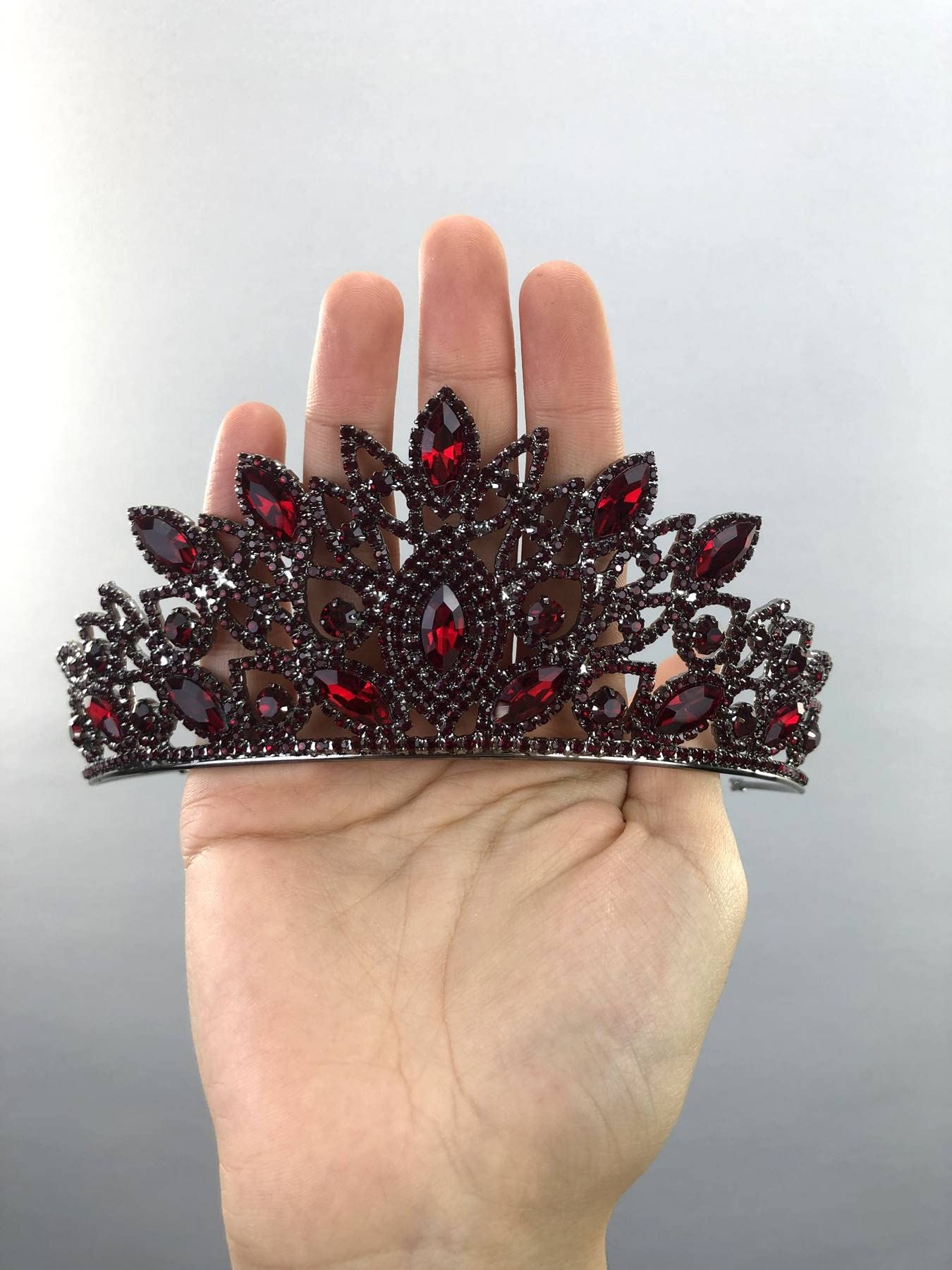 Hobigram Sophia Bordo Kristal Taşlı Kına Ve Gelin Tacı