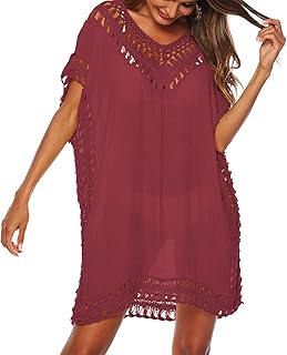 Damen Strandkleid Bikini Cover Up Sommer Strandponcho Strandurlaub Badeanzug V-Ausschnitt Beachwear Bikini Cover-Ups