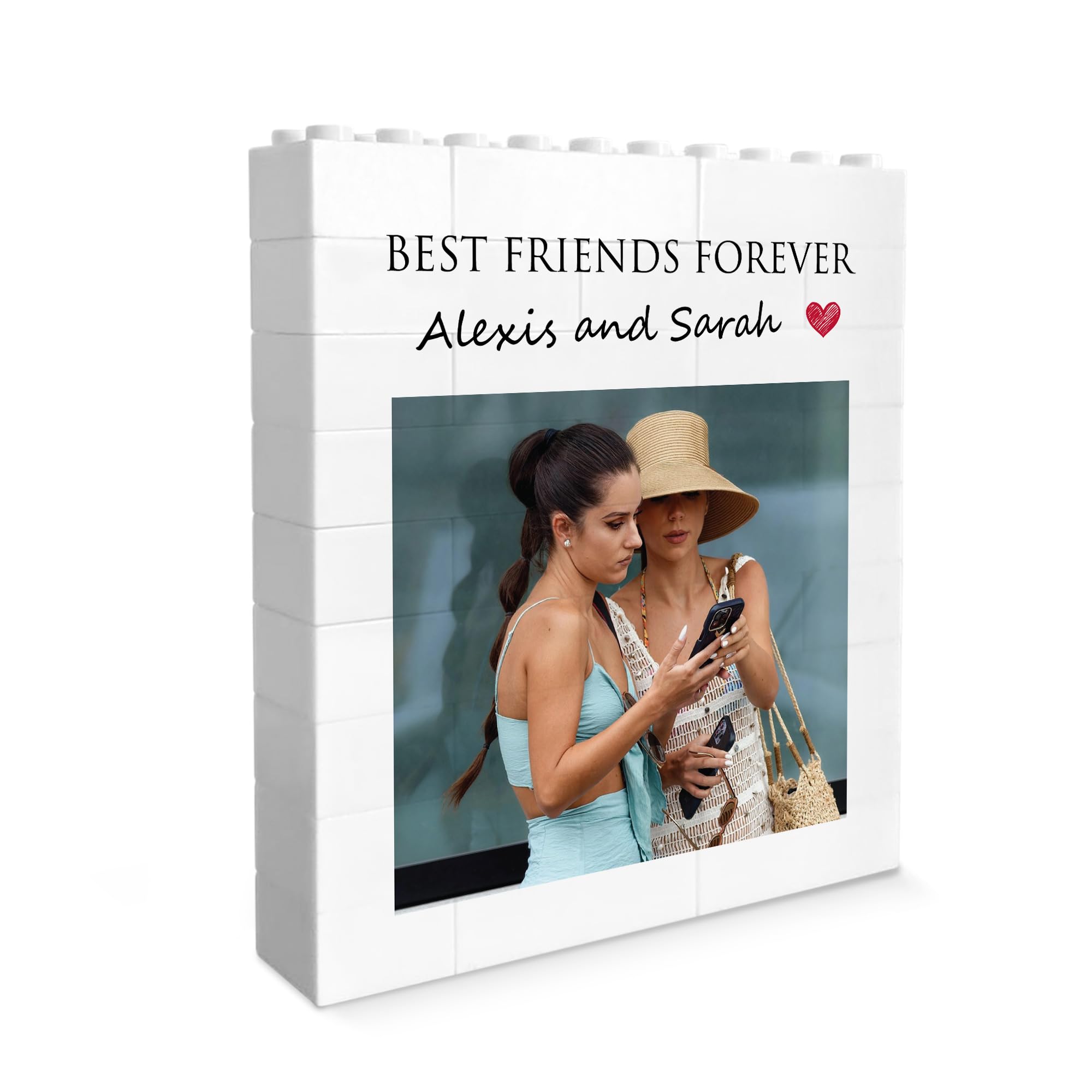 Red Ocean Photo Puzzle For Best Friend BEST FRIENDS FOREVER Plaque Friendship Custom Building Block For Her Friend Birthday Christmas Thank You Keepsake